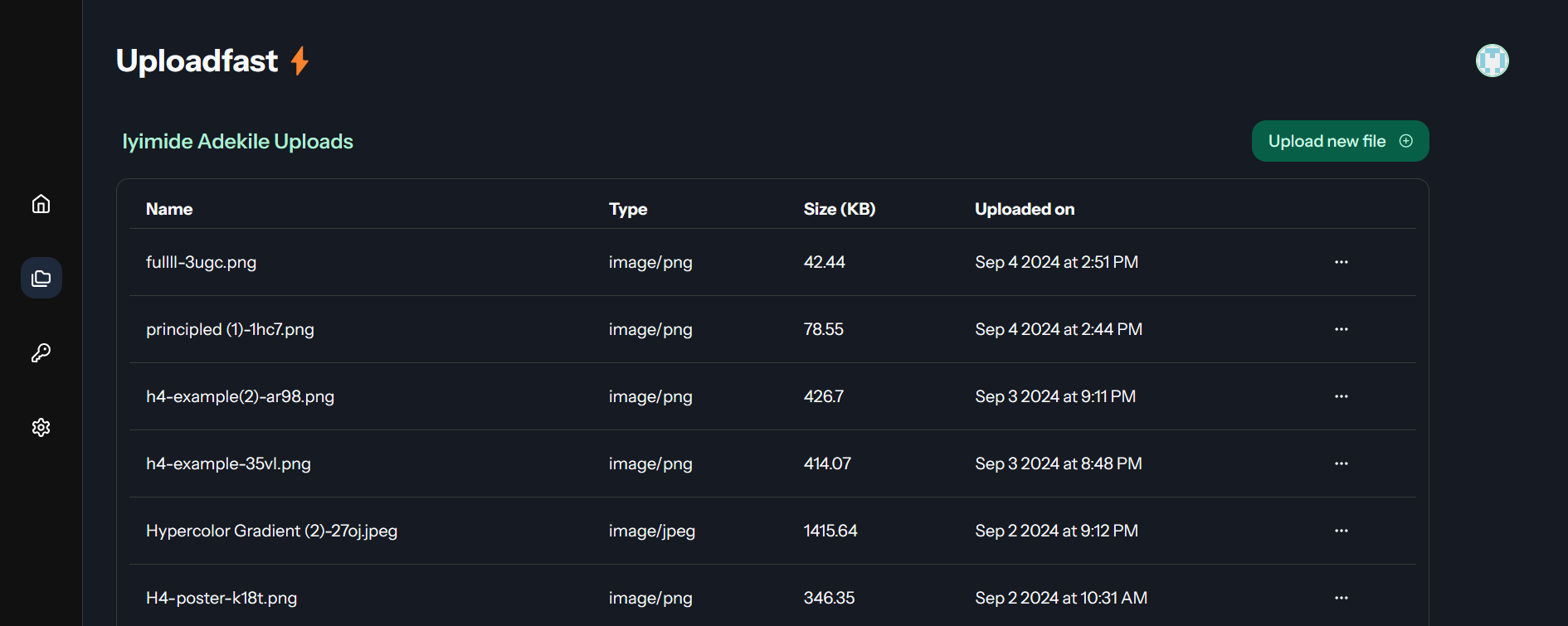 "Screenshot showing Uploadfast dashboard"